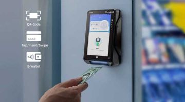 Vendcell U2000 AI contactless credit card reader fitted to an Australian vending machine