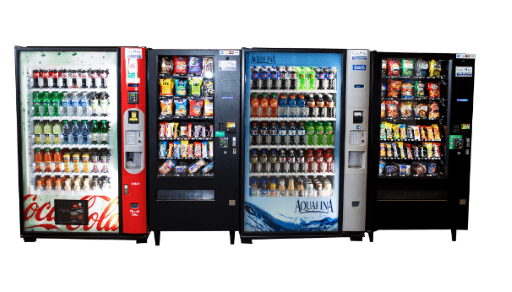 Four free workplace vending machines lined up ready for installation in Australia