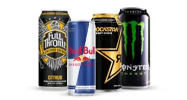 Range of energy drinks stocked in Australian gym vending machines — Red Bull, Monster, Rockstar and Full Throttle citrus
