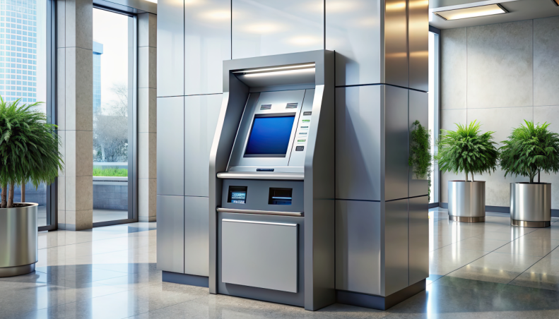 Free ATM machine installed inside a Parramatta shopping centre off Church Street NSW 2150 — modern stainless-steel finish suited to retail concourses